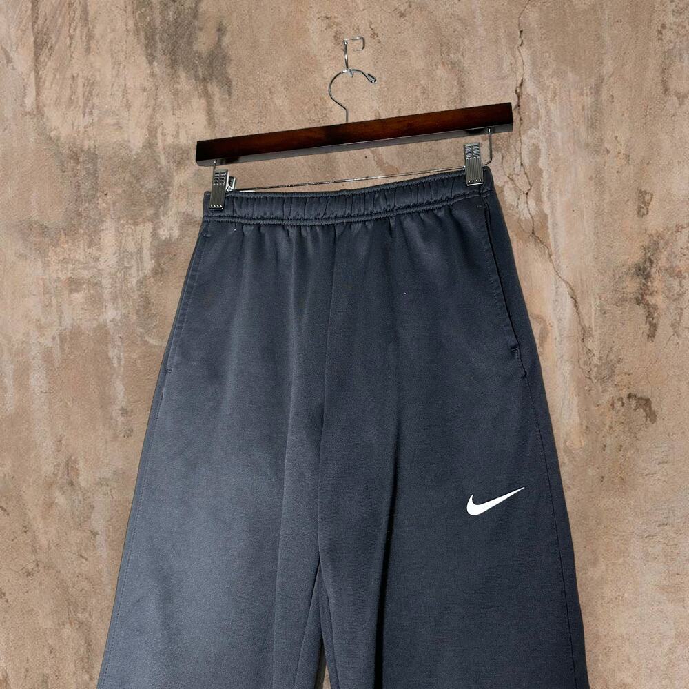 Vintage Y2K Nike Sweatpants Youth XL Dark Grey Polyester White Swoosh Therma Fit - Picture 1 of 6